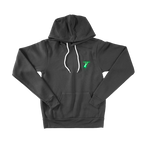 Front of black Glow On 'Em Hoodie is crafted with Glow in the Dark embroidery thread for a unique look. This unisex hoodie is constructed from durable fabric with ribbed cuffs and a waistband for improved fit and style, featuring side seam construction, a white cord drawstring, and kangaroo pockets  The signature CTR logo is on the back collar in 3D Puff. 