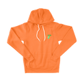 Front of orange Glow On 'Em Hoodie is crafted with Glow in the Dark embroidery thread for a unique look. This unisex hoodie is constructed from durable fabric with ribbed cuffs and a waistband for improved fit and style, featuring side seam construction, a white cord drawstring, and kangaroo pockets  The signature CTR logo is on the back collar in 3D Puff. 